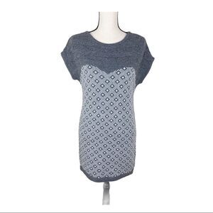 La Maglia Wool Knit Angora Blend‎ Grey/White Tunic Sweater Dress